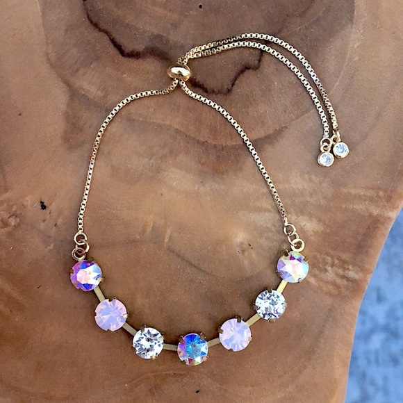 Aurora Borealis, Classic Crystal + Pink Opal Bracelet - Picture 12 of 15